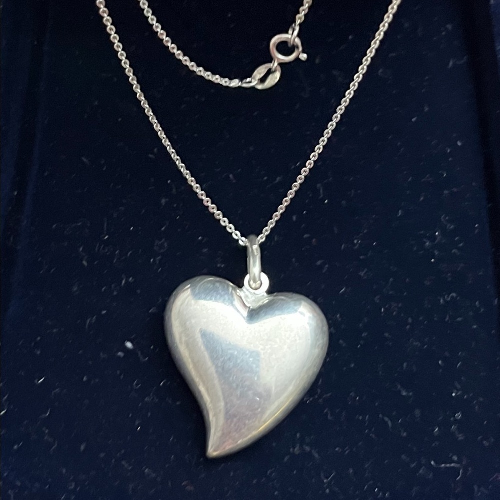 925 Italian puff heart pendant with 925 Italian chain